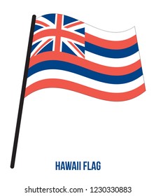 Hawaii (U.S. State) Flag Waving Vector Illustration on White Background. Flag of the United States of America.