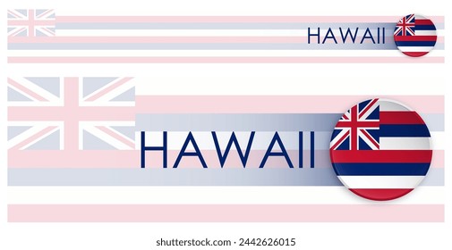 Hawaii US-Bundesstaat horizontales Webbanner im modernen Neomorphismus-Stil. Webseite Hawaiianische Wahl Kopfzeile Taste für mobile Anwendung oder Internet-Site. Vektor