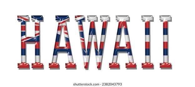 HAWAII USA flag text font, 3D HAWAII flag colorful background, HAWAII flag vector illustration