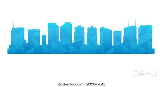 O‘ahu, Hawaii, USA Low Poly Skyline Clip Art City Design. Geometric Polygon Graphic Horizon Icon. Vector Illustration Symbol.