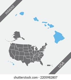 Hawaii USA states map blank