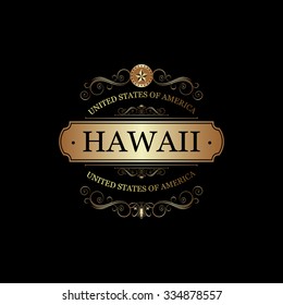 Hawaii USA State.Vintage frame.