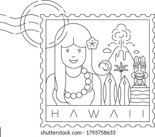 Hawaii vector illustration and typography design