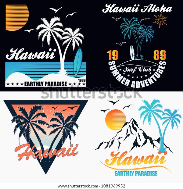 Hawaii Vector Illustration Vintage Graphic Style Stock Vector (Royalty ...