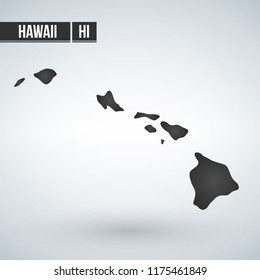 Hawaii vector map high detailed silhouette illustration isolated on white background.