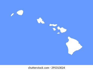 Hawaii vector map high detailed silhouette illustration isolated on blue background.