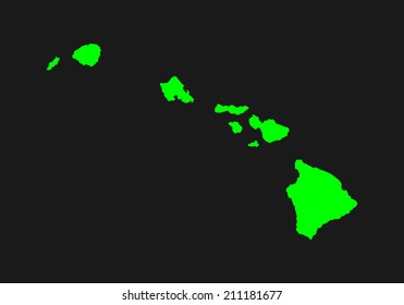 Hawaii vector map silhouette high detailed silhouette illustration isolated on black background. USA state territory.