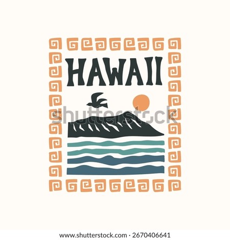 Hawaii vector summer illustration. Perfect for t-shirt designs, posters, stickers and other products.