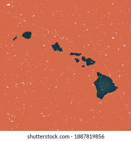 Hawaii vintage map. Grunge map of the island with distressed texture. Hawaii poster. Vector illustration.