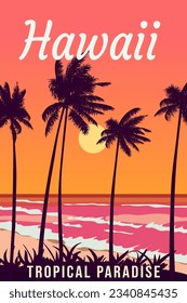 Hawaii Vintage Reiseplakat. Sonnenstrand