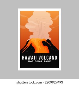 Hawaii Volcanoes National Park poster illustration.