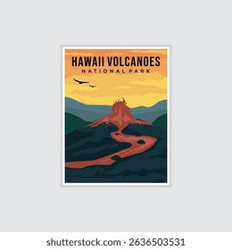 Hawaii Volcanoes National Park poster vector illustration design