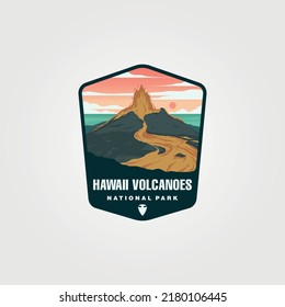 hawaii volcanoes sticker patch vector illustration design, united states national park logo design