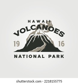 hawaii volcanos vintage logo vector symbol illustration design, mountain eruption symbol