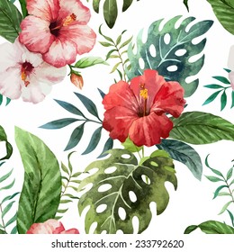 hawaii, watercolor, pattern