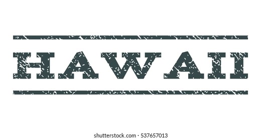 Hawaii watermark stamp. Text caption between horizontal parallel lines with grunge design style. Rubber seal stamp with unclean texture. Vector soft blue color ink imprint on a white background.