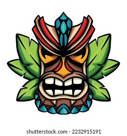 Máscara de tiki de madera de Hawái - ilustración vectorial