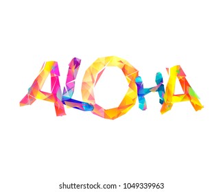 Hawaii word "ALOHA". Word of vector triangular letters
