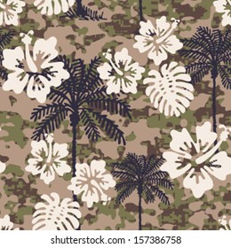 Hawaiian Aloha Camouflage Seamless Background Pattern