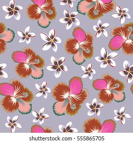 Hawaiian Aloha Shirt seamless pattern in two colors on a neutral background. Vector seamless pattern.