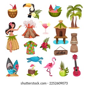 Hawaiian Aloha Symbols and Exotic Island Attribute Big Vector Set