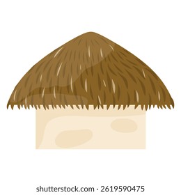 Hawaiian bungalow vector. Beach shack house, vector bamboo hut bar, Summer cartoon island building, straw roof, exotic vacation camping.