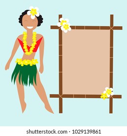Hawaiian cards with hula pretty girl