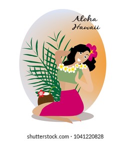 Hawaiian cards with hula pretty girl