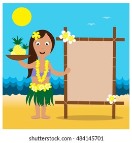 Hawaiian cards with hula pretty girl