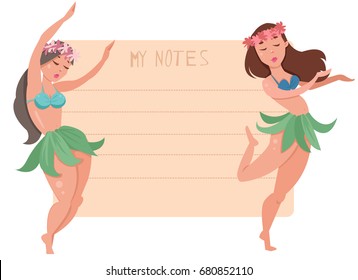 Hawaiian dance girl design notebook
