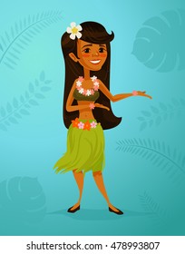 Hawaiian Dancer Girl Character Vector Flat Stock Vector (Royalty Free ...