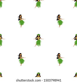 Hawaiian dancer seamless pattern isolated on white background, summer vector illustration.