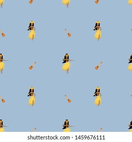 Hawaiian dancer seamless pattern, vector illustration.