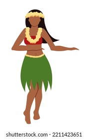 Hawaiian dancing girl isolated on white background