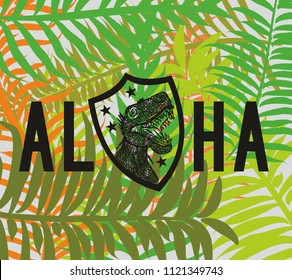 Hawaiian dinosaur graphic design vector art 