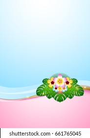 Hawaiian document background in Polynesian style with floral decoration.