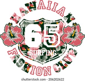 Hawaiian fashion club, vector artwork for girl summer t shirt