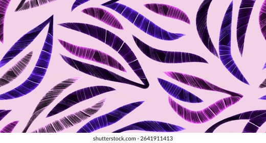 Hawaiian floral seamless pattern. Vibrant close-up illustration of an exotic jungle floral leaf. Bright, colorful background for tropical fabric, beach fashion, and fresh decorative designs.
