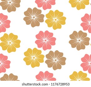 Hawaiian Flower Blossom Floral Decorative Seamless Pattern 