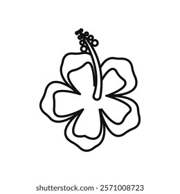 Hawaiian flower icon flat line symbol set.