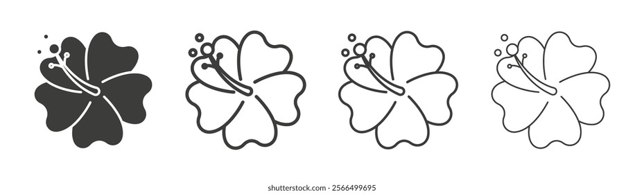 Hawaiian flower icon flat and linear vector illustration on white background.