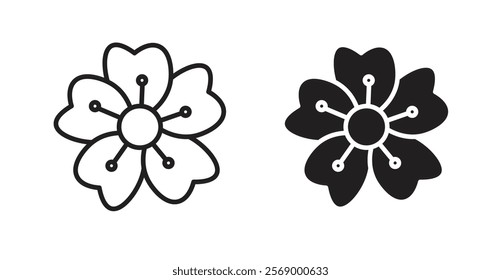 Hawaiian flower icon set vector graphics designs