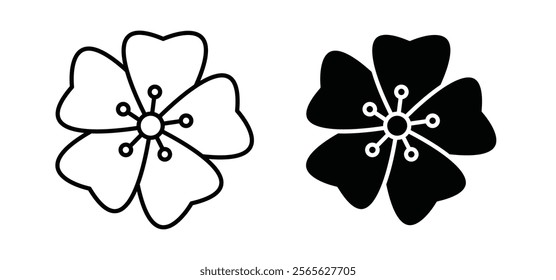 Hawaiian flower icons in black and white colors