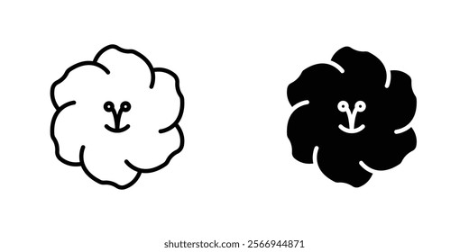 Hawaiian flower icons. black and white vector set.