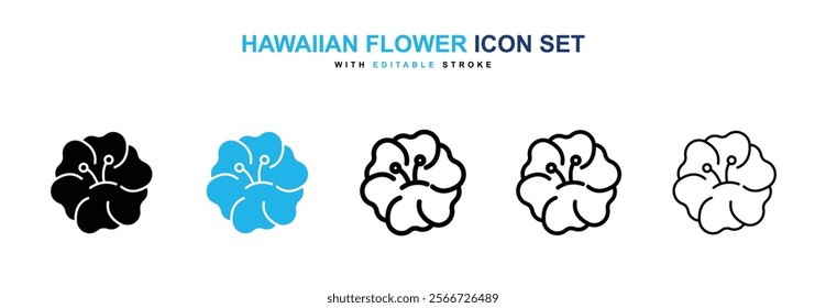 Hawaiian flower icons vector collection pack.