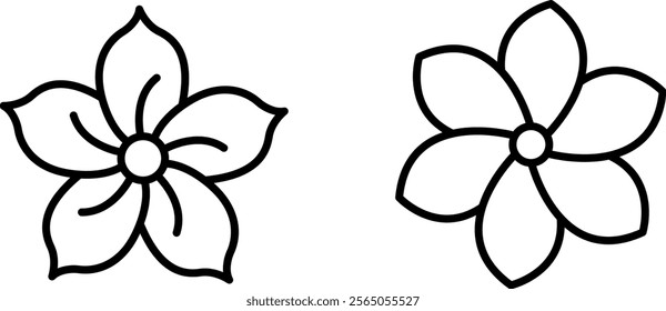 "Hawaiian Flower Line Icons: Tropical Vector Set for Nature, Paradise, and Beach Designs"