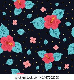 Hawaiian flower repeat pattern seamless,fabric textile print design,packaging ,background