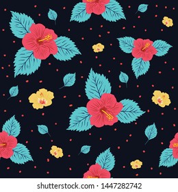 Hawaiian flower repeat pattern seamless,fabric textile print design,packaging ,background