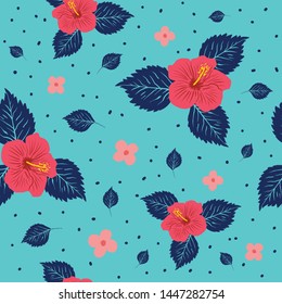 Hawaiian flower repeat pattern seamless,fabric textile print design,packaging ,background