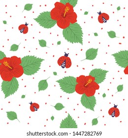 Hawaiian flower repeat pattern seamless,fabric textile print design,packaging ,background